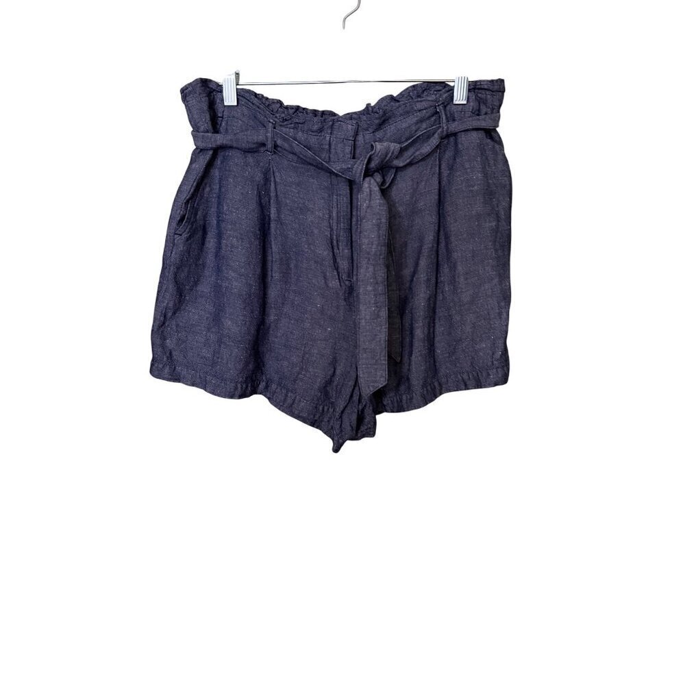 Loft Womens Linen-Blend Paperbag Waist Shorts  Sz L Beachy Boho Lagenlook resort